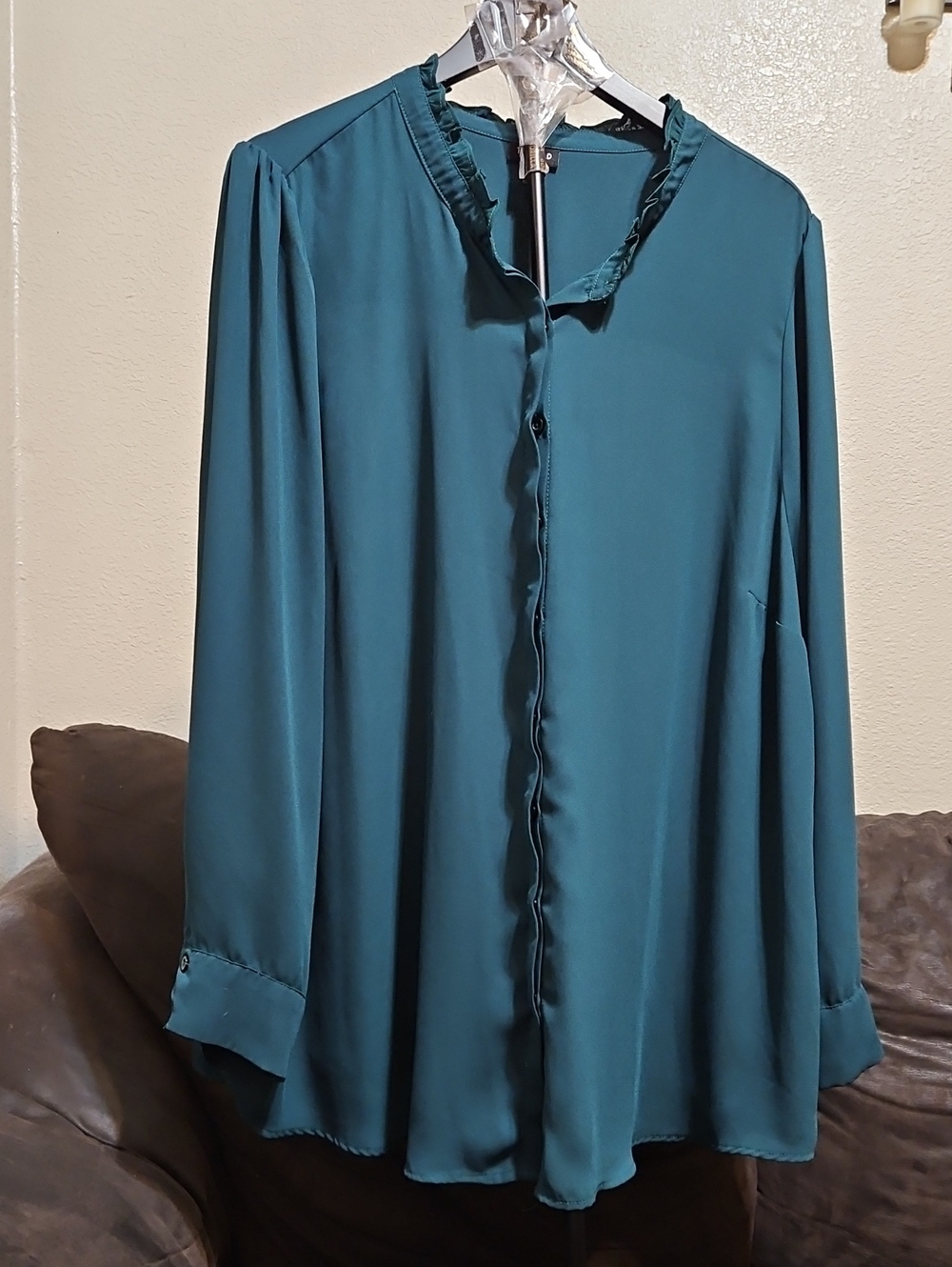 torrid Teal Long Sleeve Button-Down Top